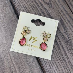 New Real Simple Style Front Back Gold W Pink & Clear